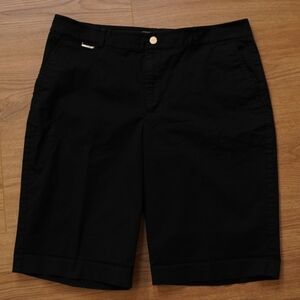 Ralph Lauren Black Bermuda Shorts with Turned Hem